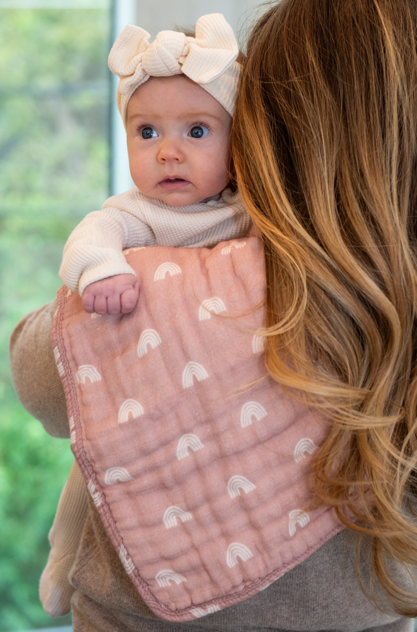 ORGANIC MUSLIN BURP CLOTHS, 3 PACK (DESERT PINK + IVORY)