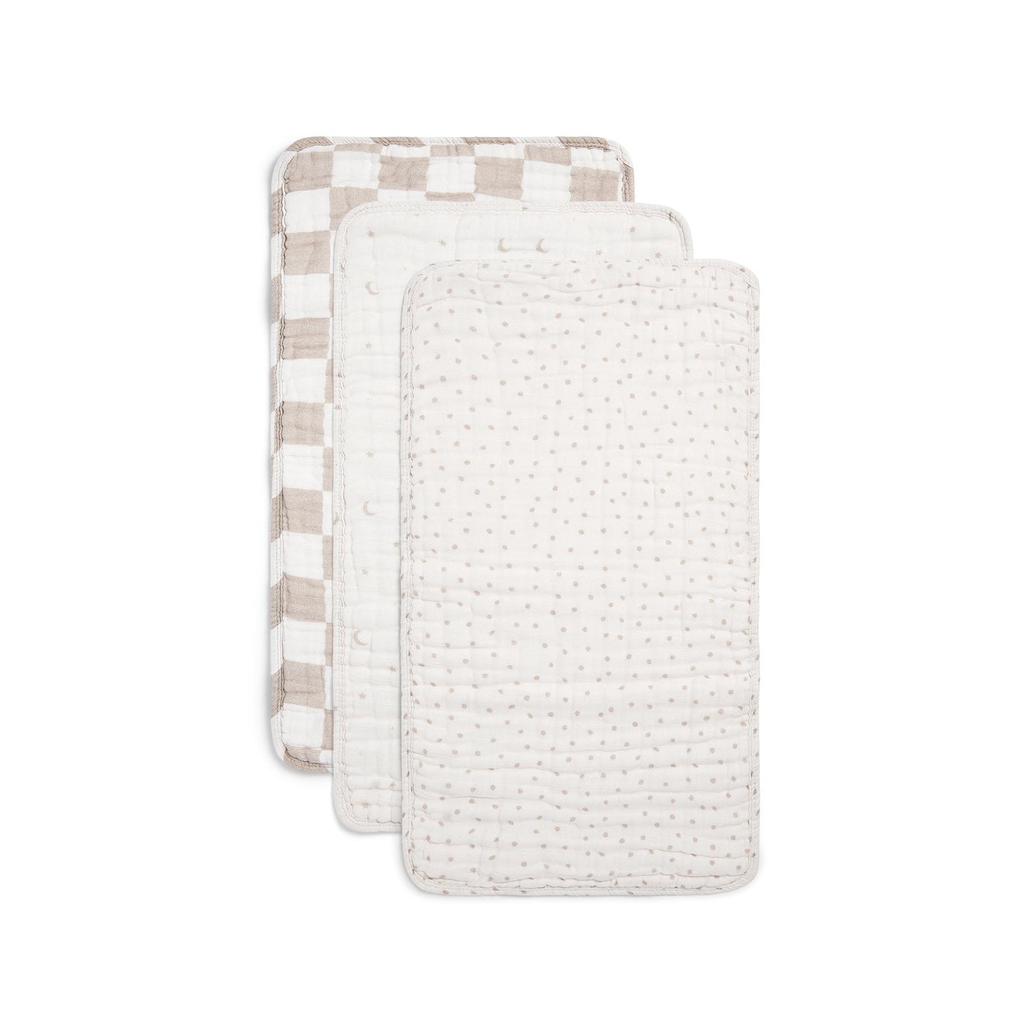 ORGANIC MUSLIN BURP CLOTHS, 3 PACK (IVORY + OATMEAL)