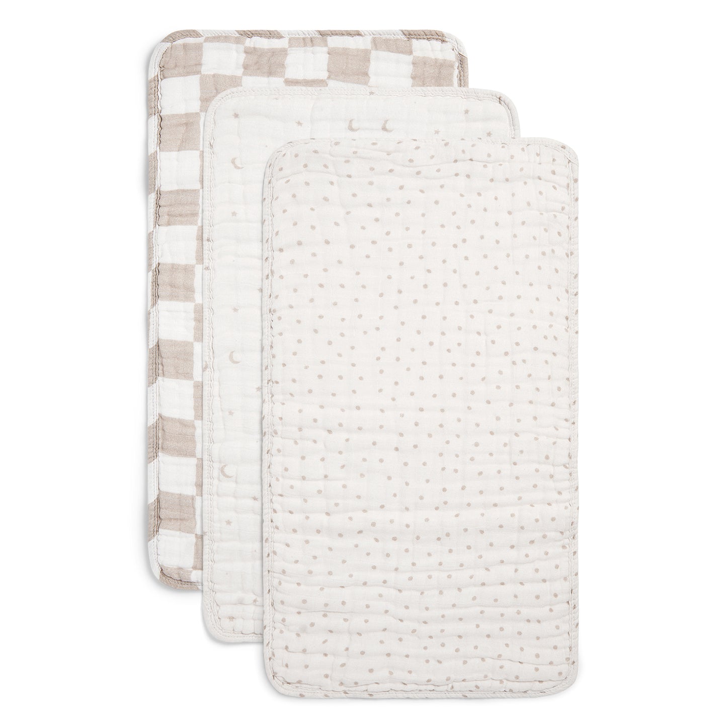 ORGANIC MUSLIN BURP CLOTHS, 3 PACK (IVORY + OATMEAL)